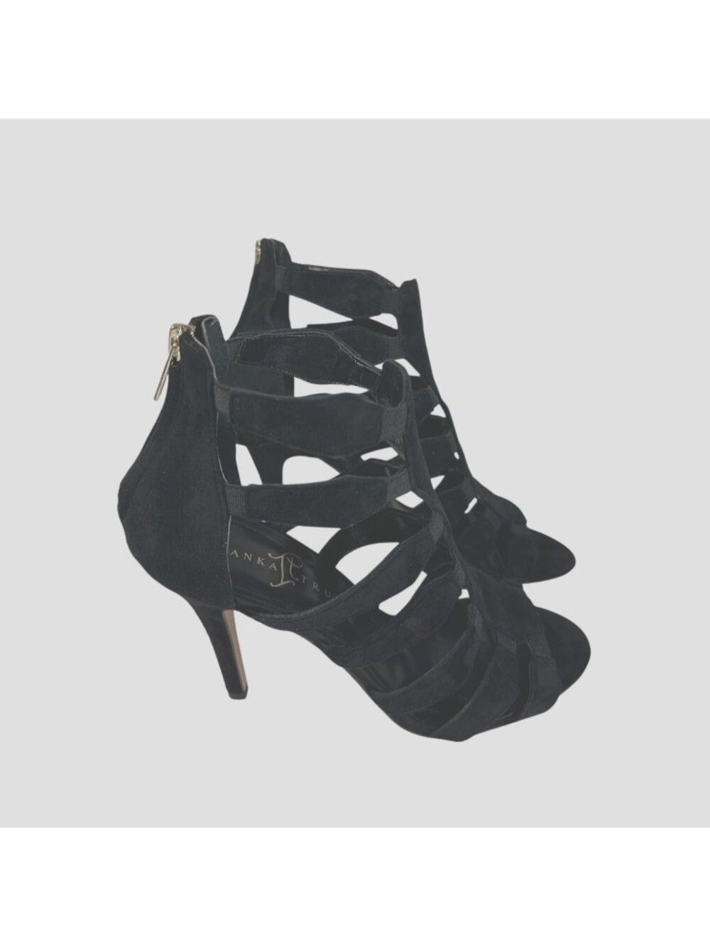 Ivanka Trump Marjory Black Open Toe Caged Booties - Marjory Stretch High-Heel 9M - Picture 3 of 13